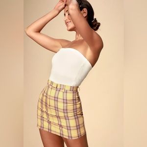 BB Dakota Yellow Plaid Mini Skirt